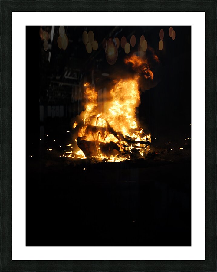 Burning Cars Picture Frame print